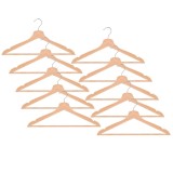 Set de 10 umerase din lemn cu carlig cromat rotativ, forma ergonomica, 43x21 cm, maro natur Household NewTrend