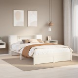 VidaXL Pat cu bibliotecă fără saltea, alb, 150x200 cm, lemn masiv pin 3322362