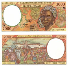 STATELE CENTRAL AFRICANE (GUINEEA ECUATORIALA) 2.000 francs 2000 UNC!!!