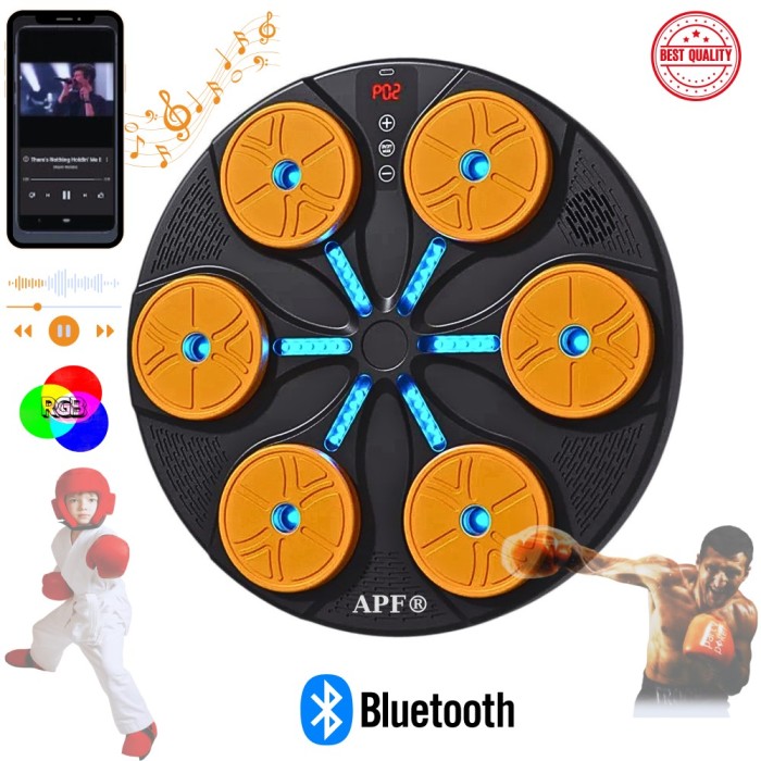 Aparat de Box Interactiv APF&reg; cu Lumini LED, Muzică și Moduri de Antrenament Ajustabile - Portocaliu
