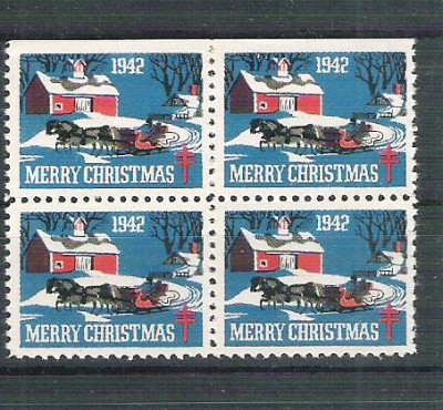 USA, Cinderella 1942 Christmas x 4, MNH, imperf. top L.092 foto