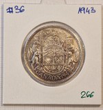 Moneda Canada 50 Cents 1943 Argint KM#36 George VI - Excelenta