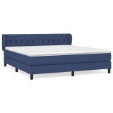 Cumpara ieftin Pat continental cu saltea, albastru, 160x200cm, material textil