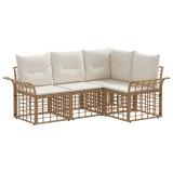 vidaXL Set de canapele de exterior 4 pcs Alb Natural și Crem Poliester 3437684