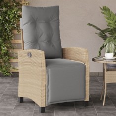 vidaXL Scaun de grădină rabatabil cu suport picioare mix bej poliratan 365237