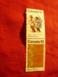 2 Timbre in pereche Canada 1976 - Traditii , Indieni , stampilate, Stampilat