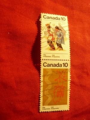 2 Timbre in pereche Canada 1976 - Traditii , Indieni , stampilate foto