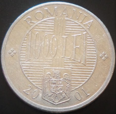 Moneda 1000 LEI - ROMANIA, anul 2001 *cod 3130 - ALUMINIU foto