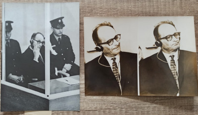 Ofiterul nazist Adolf Eichmann in cadrul procesului// 2 fotografii de presa foto