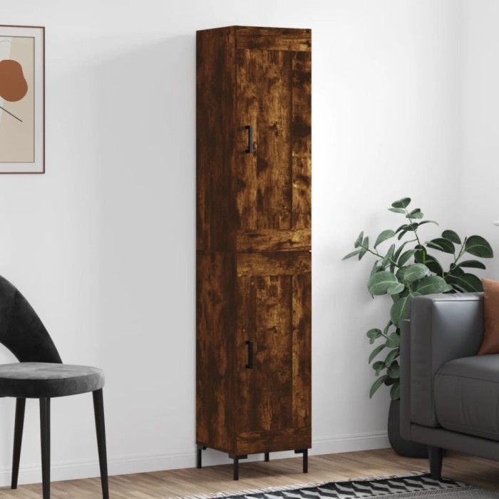 vidaXL Dulap &icirc;nalt, stejar fumuriu, 34,5x34x180 cm, lemn prelucrat 3200454