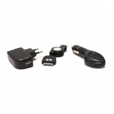 Incarcator Universal 3 in 1 Iphone 3, 3gs, 4, 4s KSIX Micro USB USB Negru foto