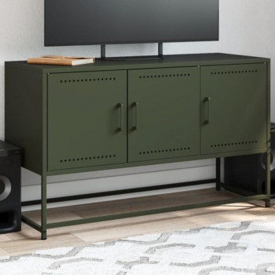 Gossi dulap tv, verde masliniu, 100,5x39x60,5 cm, otel foto