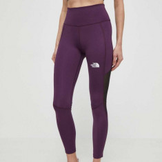 The North Face leggins sport femei, culoarea violet, cu imprimeu, NF0A87K1W4E1