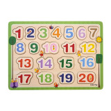 Puzzle din lemn - Numar de la 1 - 20, 20 piese, 2 ani+