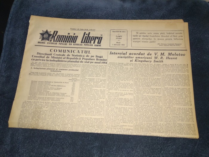 ZIARUL ROMANIA LIBERA 1 FEBRUARIE 1955