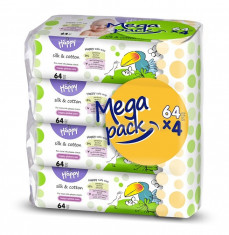 Happy Servetele umede Silk &amp;amp;amp; Cotton mega pack- 64 x 4 foto