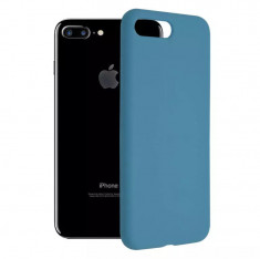 Husa iPhone 7 Plus Silicon Albastru Slim Mat cu Microfibra SoftEdge foto