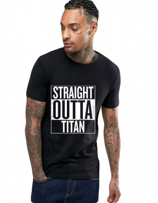 Tricou negru barbati - Straight Outta Titan - L foto