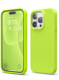 Husa silicon antisoc cu microfibra interior pentru Iphone 15 Pro Verde Neon
