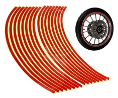Set 16 ornamente Reflectorizante pentru jante auto, moto, culoare Rosie