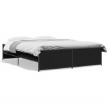 VidaXL Cadru de pat, negru, 150x200 cm, lemn prelucrat și metal