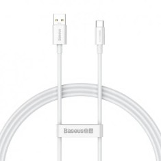 CABLU alimentare si date Baseus Superior SUPERVOOC, Fast Charging Data Cable pt. smartphone, USB la USB Type-C, 65W, 2m, alb &amp;quot;CAYS001002&amp;quot; (timbru verd foto