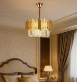 Candelabru Auriu Cu Cristale, 5 Becuri E27, Design Elegant Si Modern