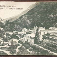 (145) CARTE POSTALA ROMANIA - BAILE HERCULANE - CASINO SI PARCUL- CIRCULATA 1927