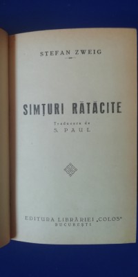 myh 545 - STEFAN ZWEIG - SIMTURI RATACITE - EDITIE INTERBELICA foto