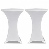 Cumpara ieftin Husa de masa cu picior &Oslash;60 cm, 2 buc., alb, elastic