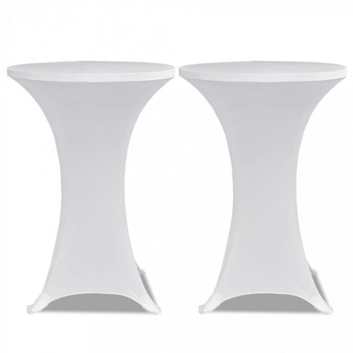 Husă de masă cu picior &Oslash;70 cm, 2 buc., alb, elastic