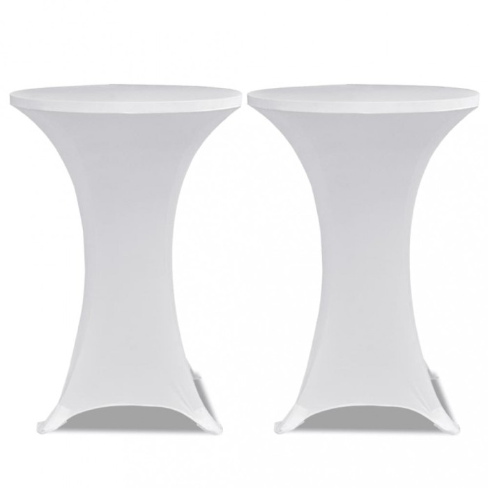 Husa de masa cu picior &Oslash;80 cm, 2 buc., alb, elastic