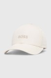 BOSS șapcă de baseball din bumbac culoarea bej, cu imprimeu, 50519889
