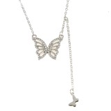Colier argintiu fluture cu 2 fete
