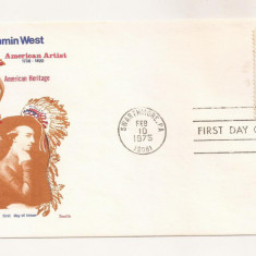 P7 FDC SUA- Benjamin West, American Artist -First day of Issue, necirc. 1975