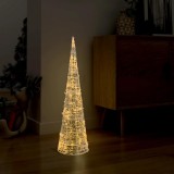 Cumpara ieftin Piramidă decorativă con de lumini cu LED alb cald 90 cm acril