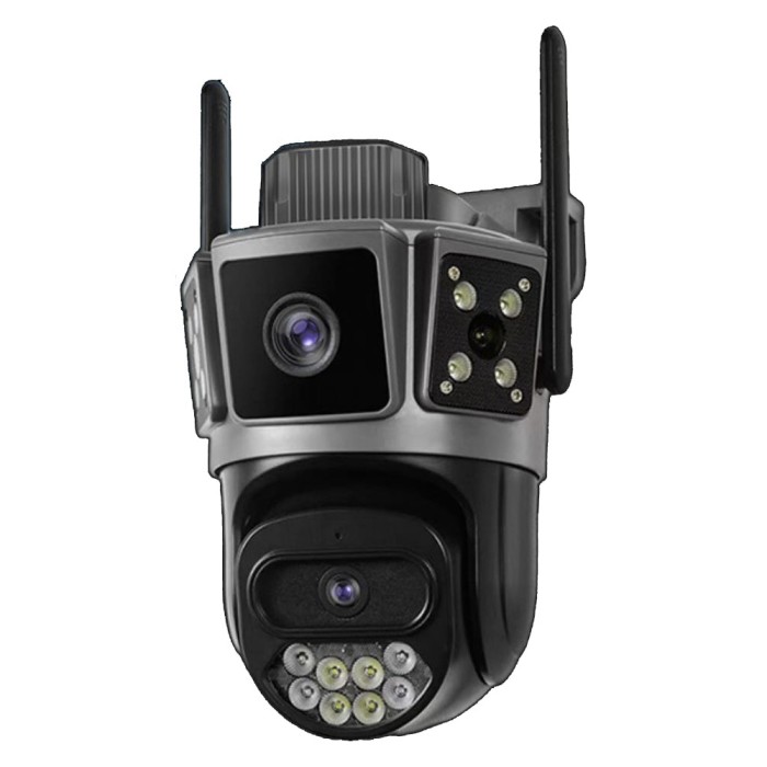 Camera Supraveghere Okam-S8A-Grey-5G, Wi-Fi, 3 MP, 2 lentile, Vedere nocturna, Rotire Din Aplicatie, Rezistenta La Apa IP 66