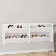 vidaXL Pantofare de perete, 2 buc., alb, 80x18x60 cm, PAL