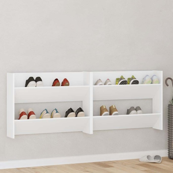 vidaXL Pantofare de perete, 2 buc., alb, 80x18x60 cm, PAL 806742