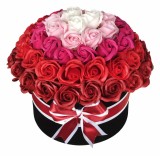 Aranjament floral personalizabil, Eventissimi, Cutie cadou, 63 Trandafiri, Multicolor, Eventissimi&reg;