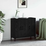 vidaXL Bufet cu depozitare cu ușă Negru 90 x 34 x 80 cm Lemn compozit