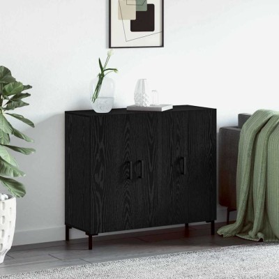 Bufet Negru 90 x 34 x 80 cm Lemn compozit foto