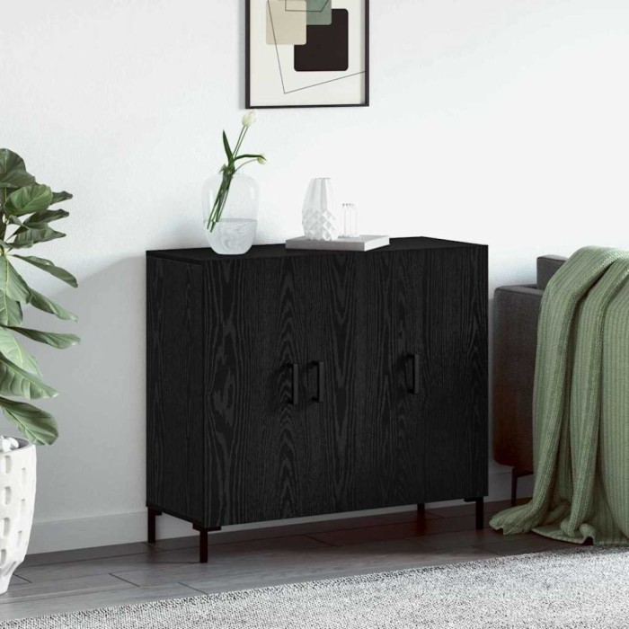Bufet Negru 90 x 34 x 80 cm Lemn compozit
