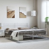 Cadru Pat Metalic vidaXL Alb 193x203 cm cu Tăblie, Spațiu Depozitare, Suport Saltea Robust