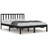 Cumpara ieftin Cadru de pat, negru, 200x200 cm, lemn masiv de pin