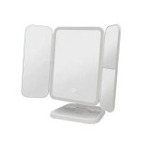 Oglinda pentru machiaj, cu iluminare LED, buton touch ON/OFF, zoom 1x/2x/3x, 3 tipuri de iluminare, Oem