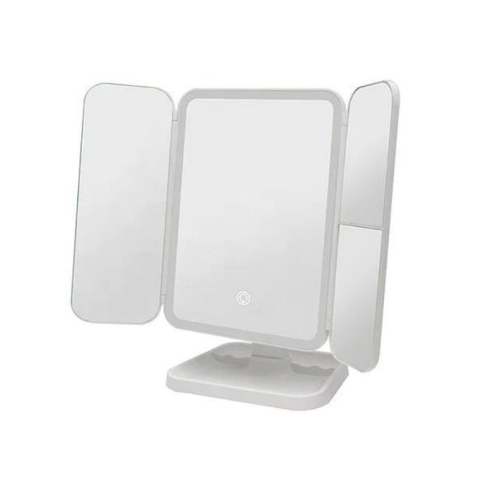 Oglinda pentru machiaj, cu iluminare LED, buton touch ON/OFF, zoom 1x/2x/3x, 3 tipuri de iluminare