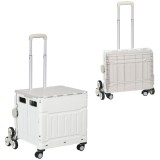 HOMCOM Cărucior Pliabil pentru Cumpărături cu Roți pentru Scări și M&acirc;ner Telescopic, Capacitate 80 kg, 51L, Cărucior din Aluminiu pentru Cumpărături ș