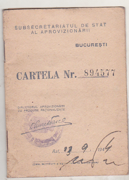 bnk div Cartela de alimente - Bucuresti 1944