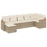 Cumpara ieftin Set canapele de gradina, 7 piese, cu perne, bej, poliratan